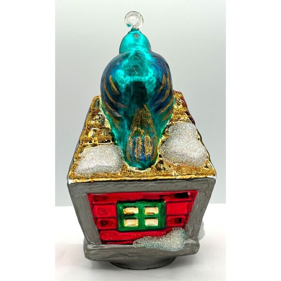 Department 56 Mercury Glass Christmas Tree Ornament Birdhouse Vintage Handpaint - Picture 7 of 16